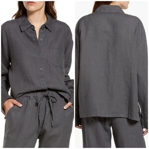 Parachute Linen Shirt Grey Long Sleeve Size Large
